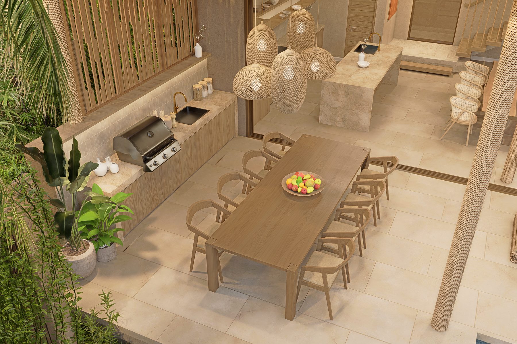Outdoor kitchen and dining area